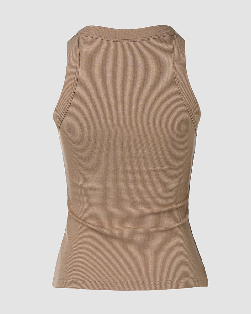 Chicme Built In Bra 2 Piece Athletic Tank Tops For Women Ribbed Tank Top