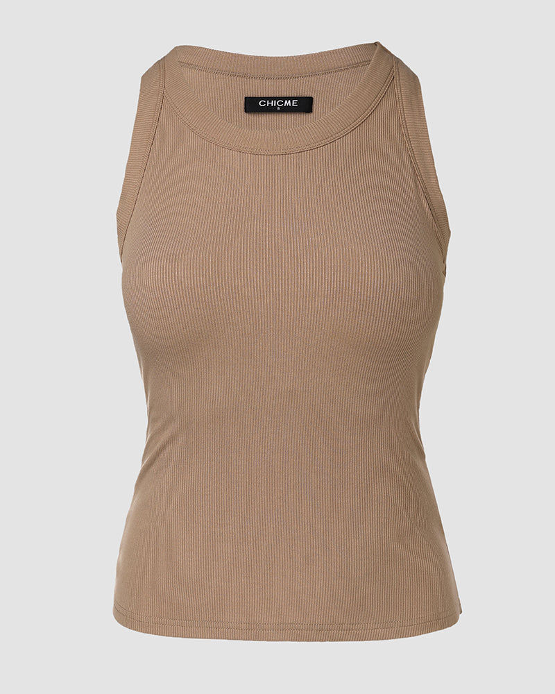 Chicme Built In Bra 2 Piece Athletic Tank Tops For Women Ribbed Tank Top
