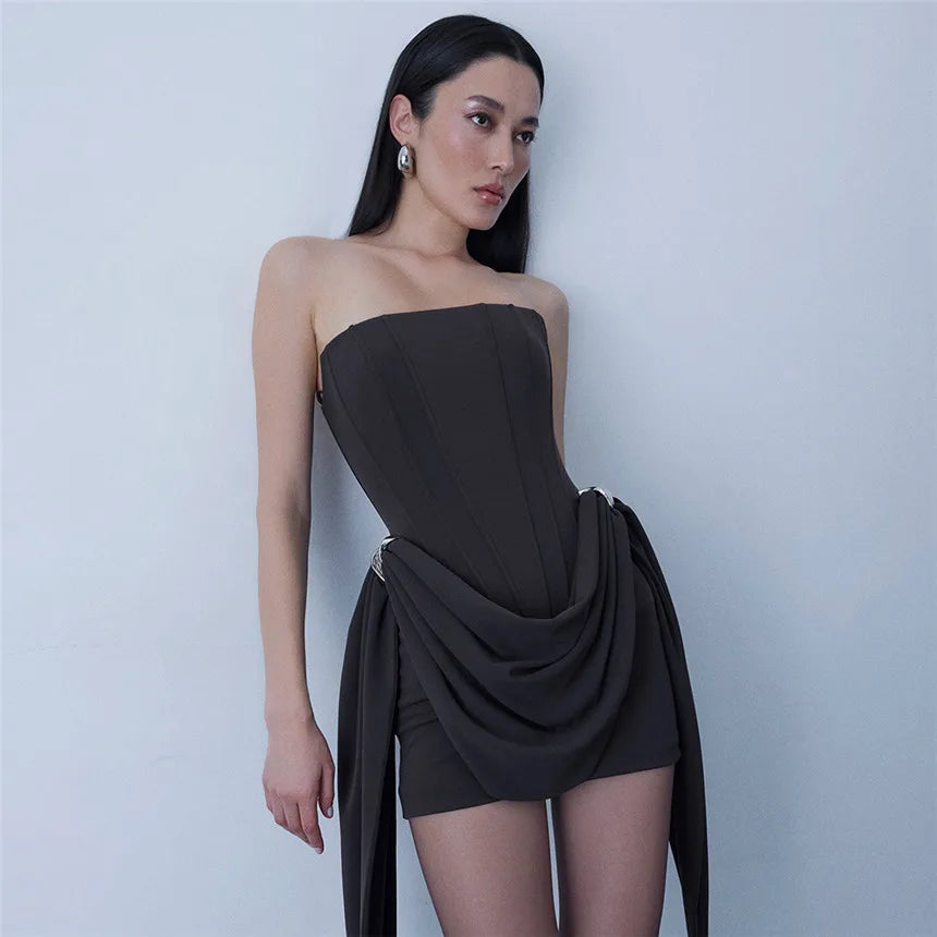 Elegant Backless Strapless Fishbone Dress