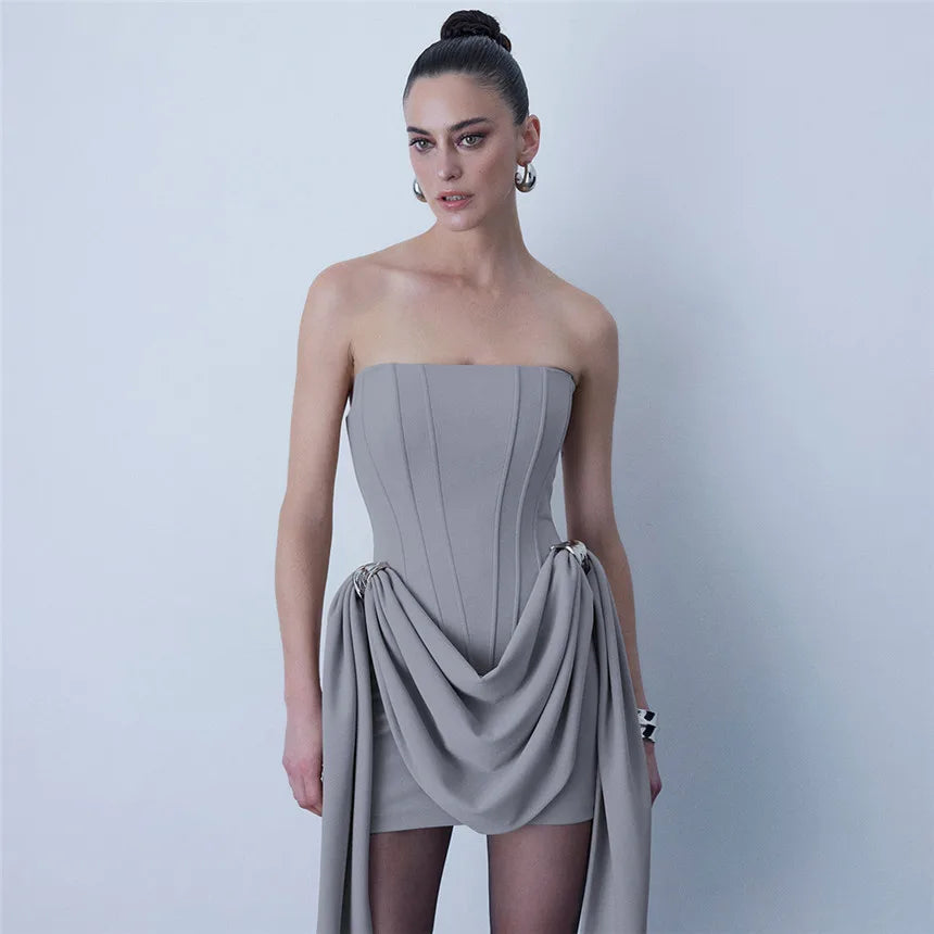 Elegant Backless Strapless Fishbone Dress